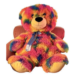 Giant 38” Rainbow Teddy Bear Plush – Fun Factory – Large Colorful Stuffed Animal